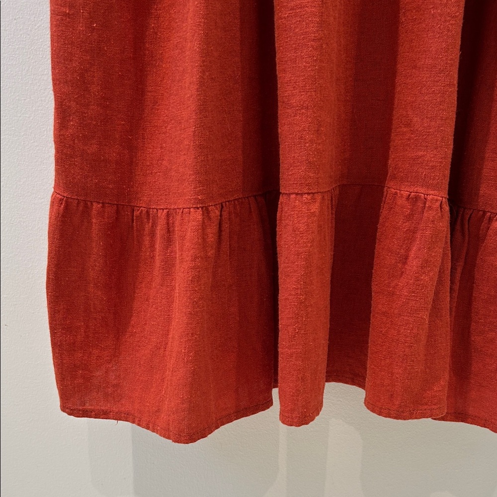 100% Linen Terracotta Midi Dress by UOs Urban Renewal - Picture 6 of 15